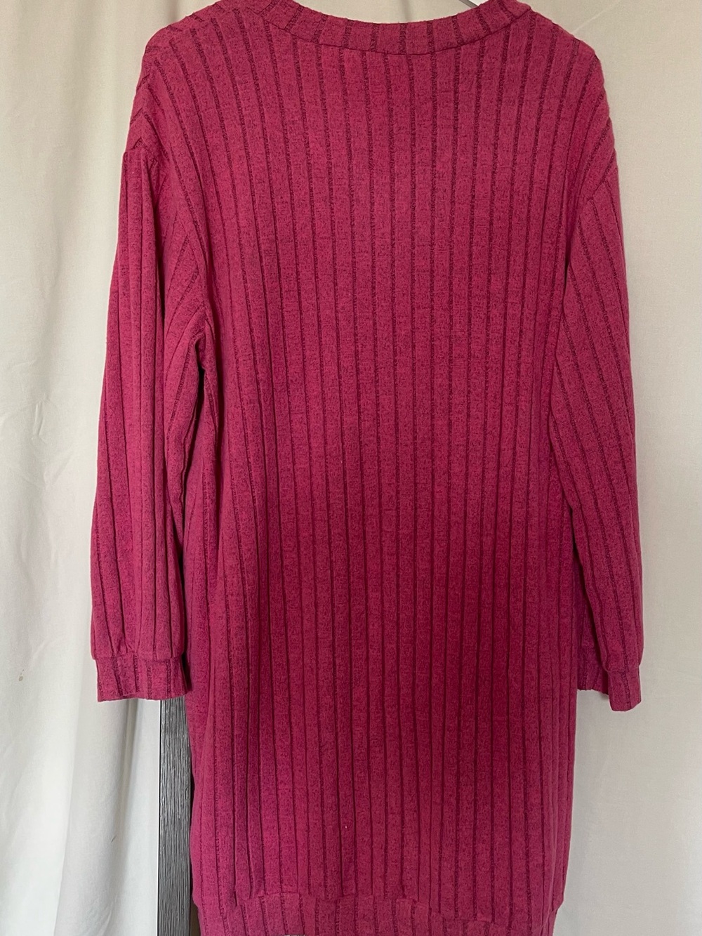 SHEIN Raspberry Pink Ribbed V-Neck Sweater Dress - Picture 2 of 3